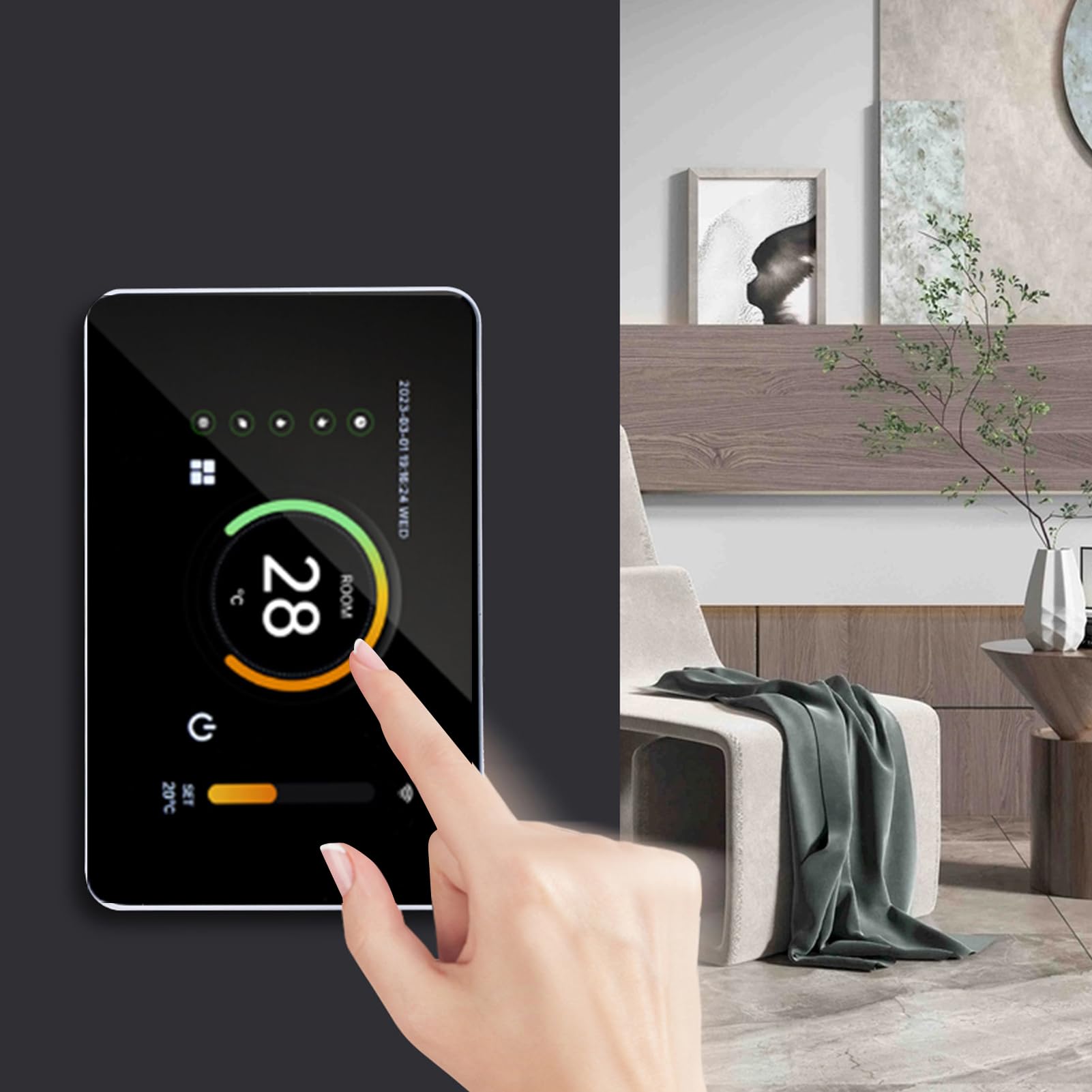 Termostato Inteligente WiFi, Termostato Doméstico Inteligente, Calefacción Eléctrica de Agua por Suelo, Termostato Digital de Control de Teléfono Celular con Pantalla de 4,3 (16A)