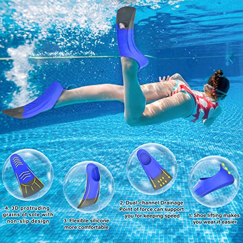 Image of Gintenco Swim Fins, Kids Swim Training Fins for Lap Swimming, Travel Size Flippers with Mesh Bag, Silicone Swimming Fins for Kids Teens Adults Women Men