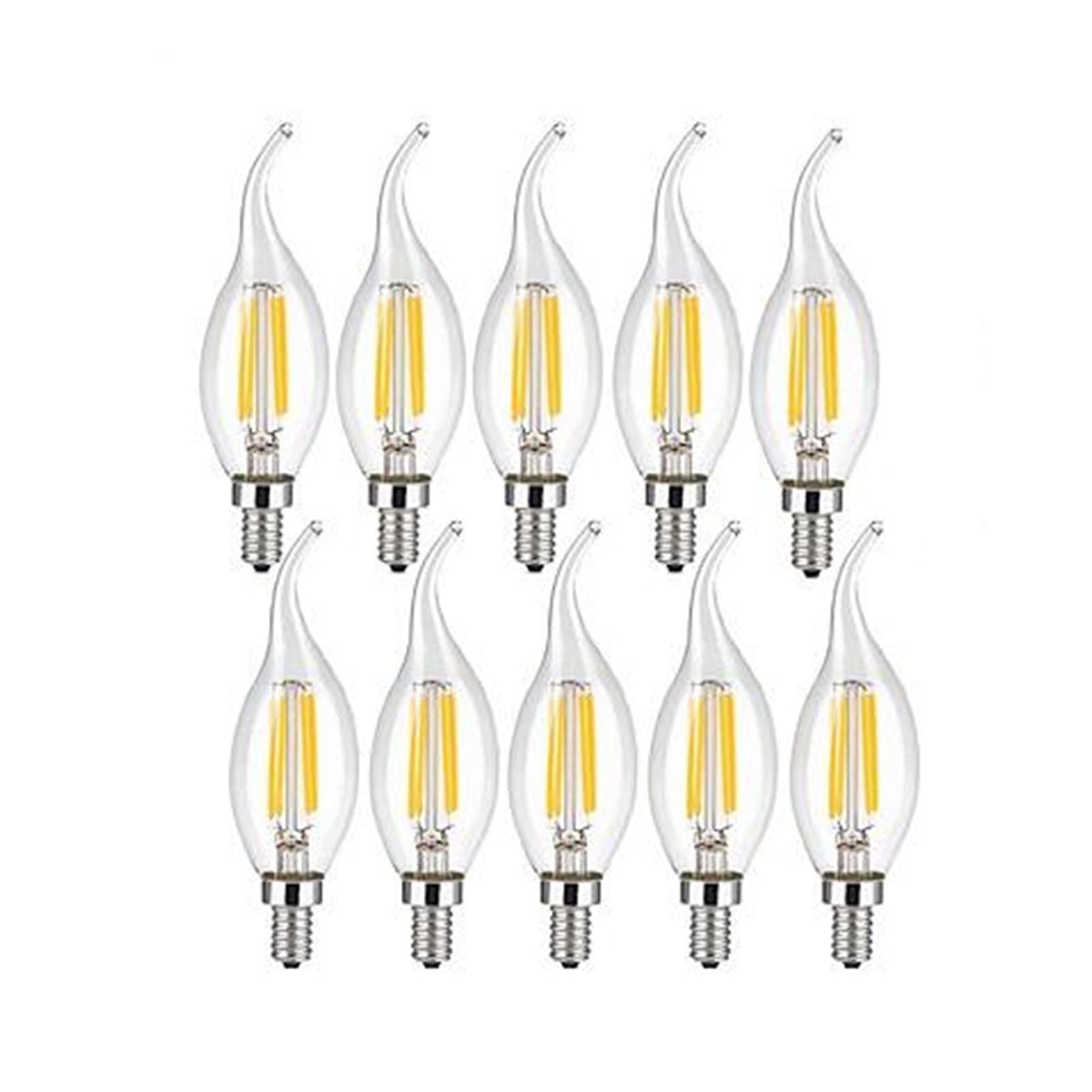 YFlifangting 10 pezzi PORTATO Lampadina del filamento E14 4W / 6W AC220V Glass Shell a 360 gradi c35 Edison retrò candela luce calda / fredda bianco ( Color : Clear , Emitting Color : Cold White )