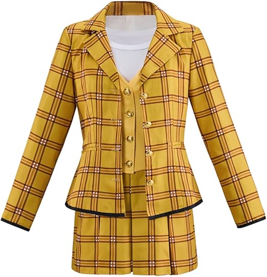 Willyacos Clueless Cher Costume for Women Yellow Plaid Outfit 90s