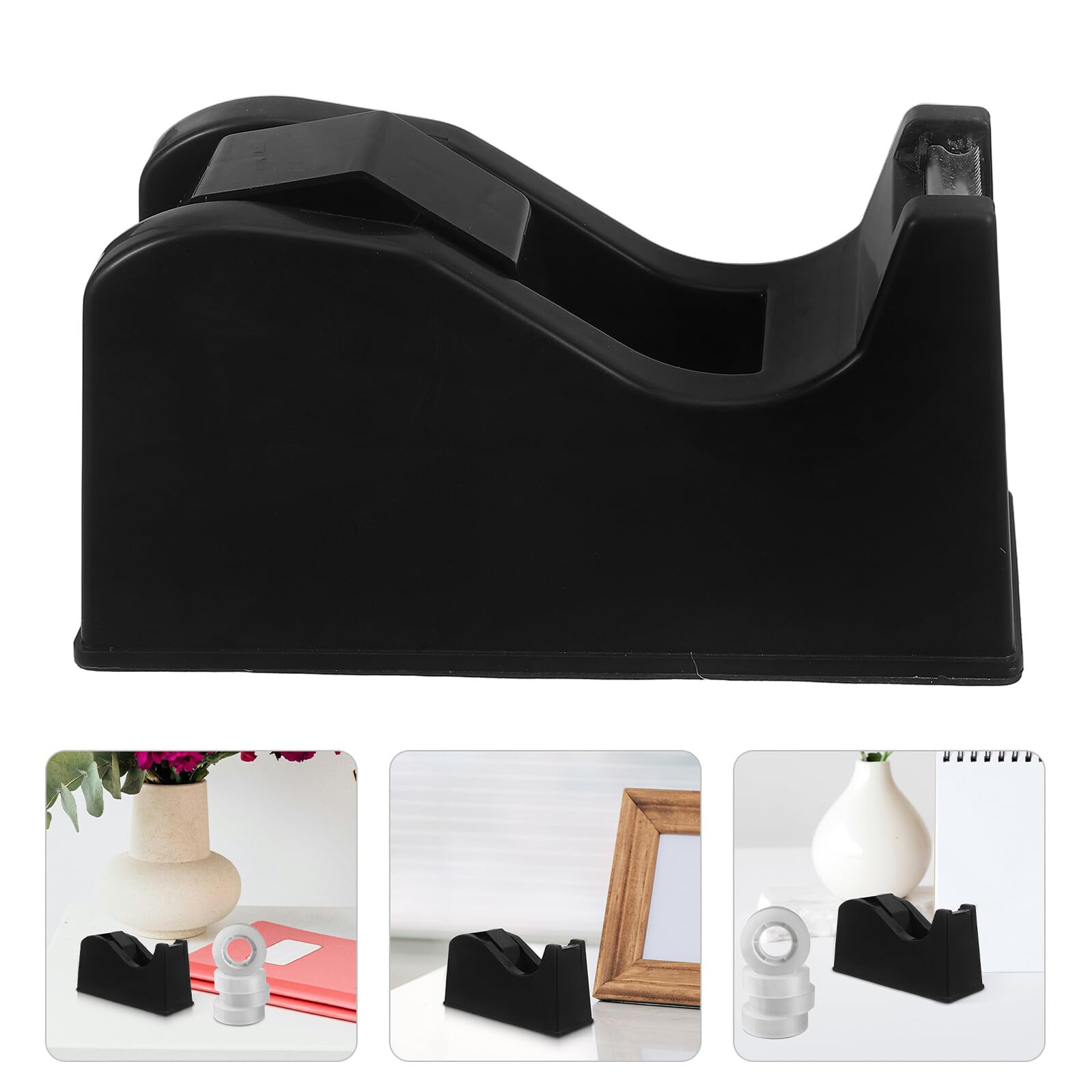 Lurrose 2 Pezzi Dispenser Adatto per Nero e Nastro Adesivo Doppio con per Base Antiscivolo Ricaricabile con Sostituzione Rapida del Nastro Ufficio e Scuola