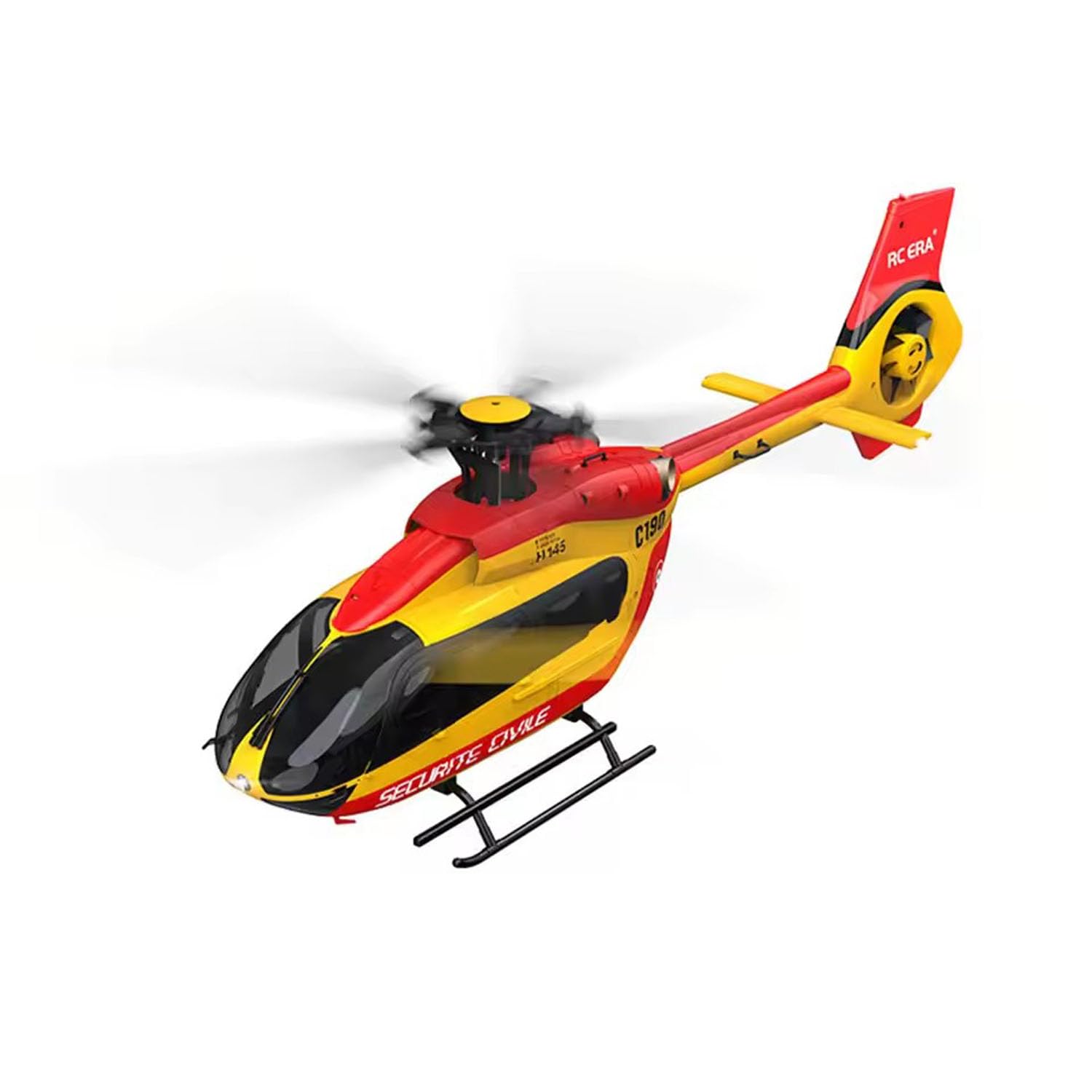 1/30 RC Era 6Ch ferngesteuerter Hubschrauber C190 Dual Brushless Motors RTF-Modell Flugzeug H145 flugzeugloser luftgeführter Heckrotor Hobby-Modell (rot und gelb)