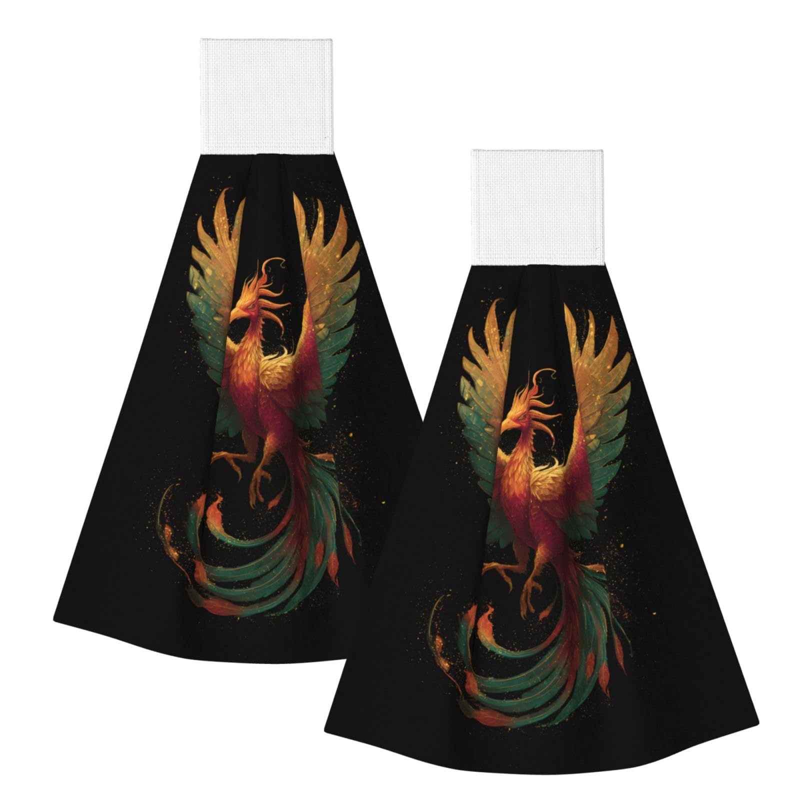 JUANYQME Phoenix Printing Hanging Coral Fleece Towel Super Absorbent Soft Towel, Fluffy And Light Quick-Drying Noodles.