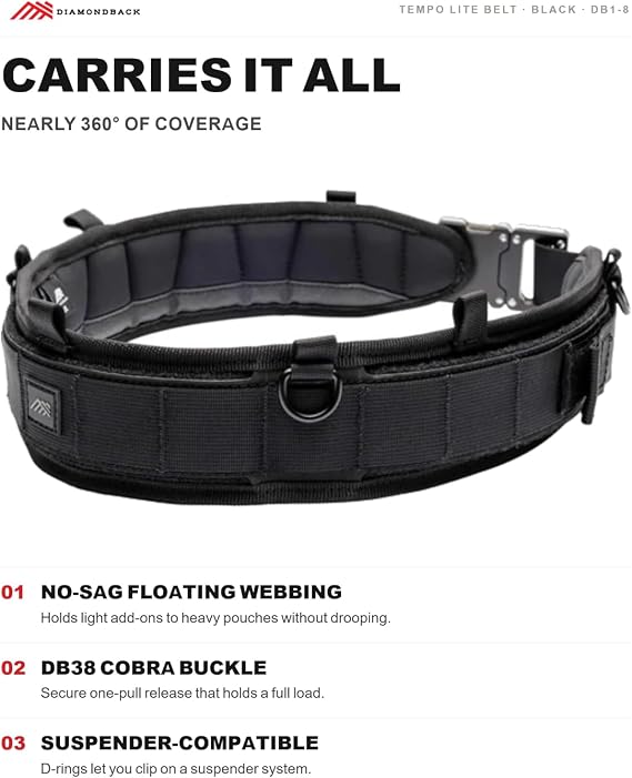 Diamondback Tempo Lite Tool Belt, 3 in. Low-Profile, XL/XXL