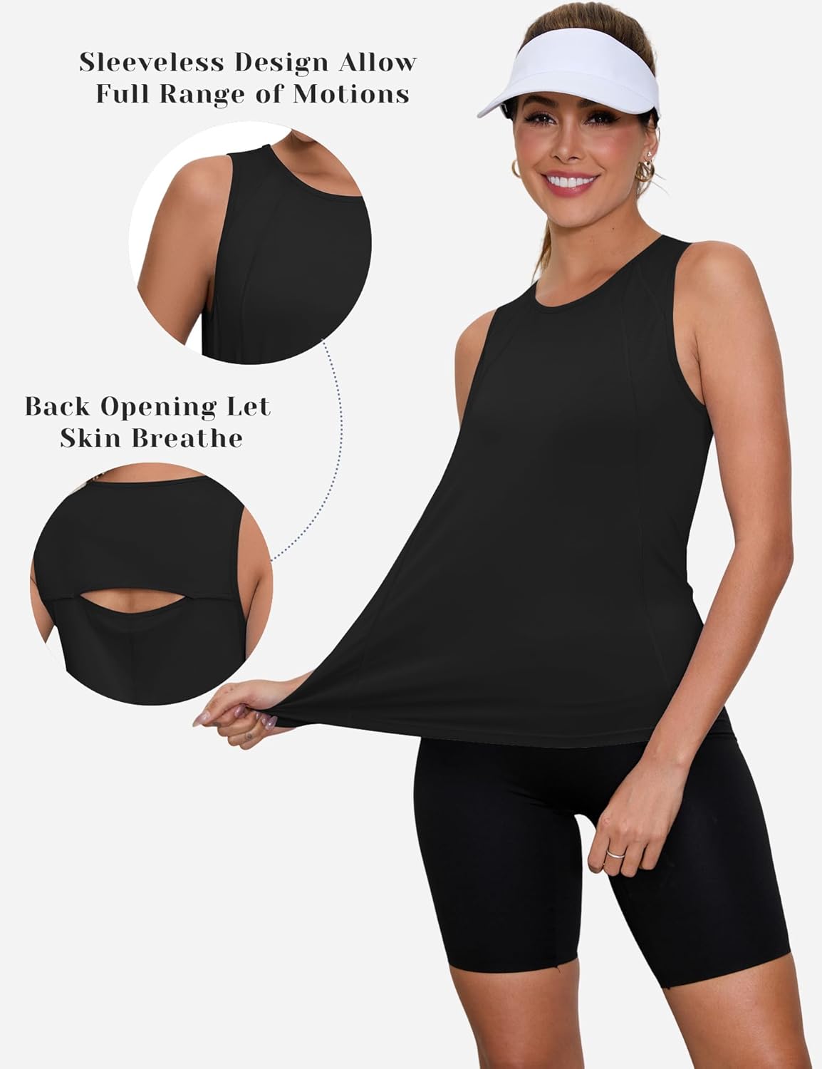 Loovoo Women's Workout Tank Tops Loose Fit Open Back Running Shirts Sleeveless Quick Dry Athletic Gym Yoga Top - Image 4