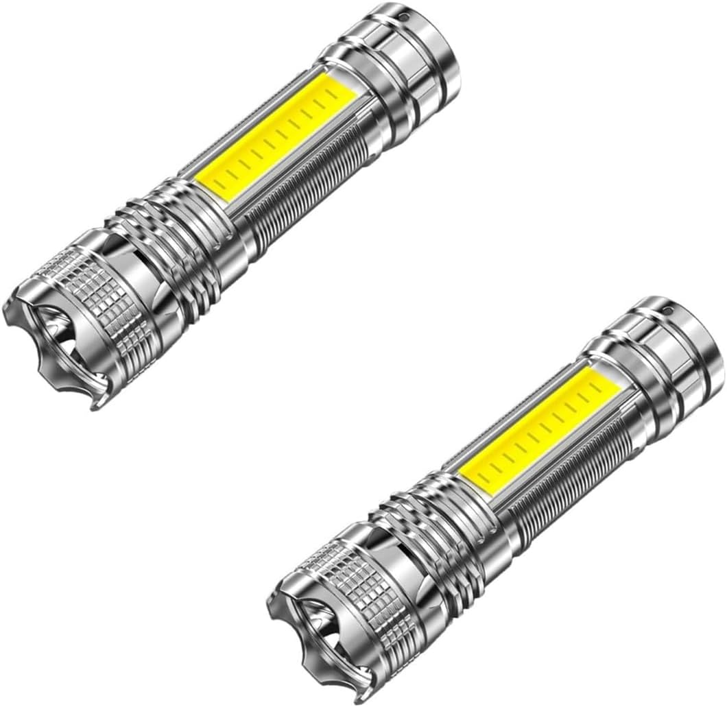 LED Flashlight, 100000 Lumens Super Bright Flashlight, USB Rechargeable Flashlight with 4 Lighting Modes, for Outdoor Hiking, Emergencies (2Pcs)