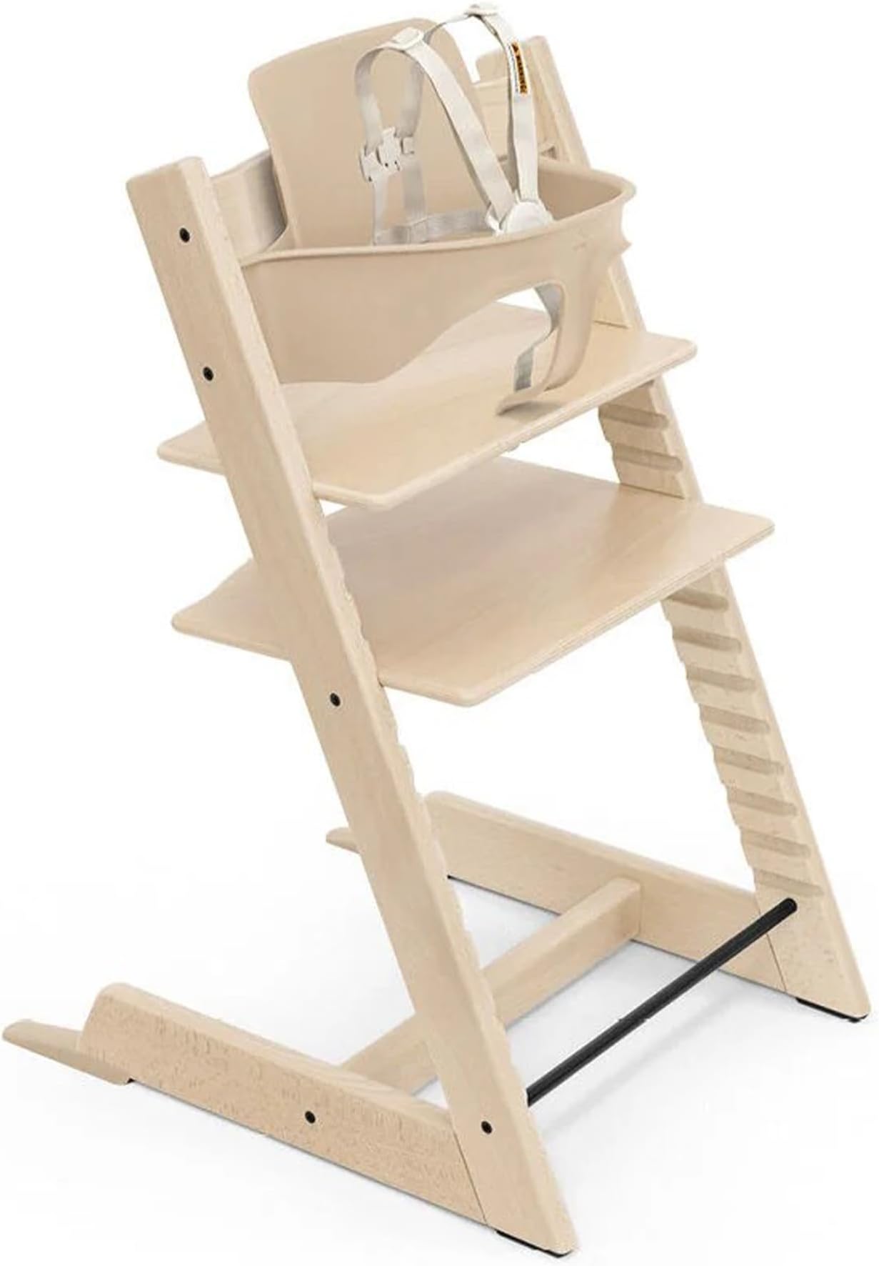 Tripp Trapp High Chair 2, Natural - Includes Chair + Baby Set with Removable Harness for Children 6-36 Months - Adjustable, Ergonomic & Easy to Clean
