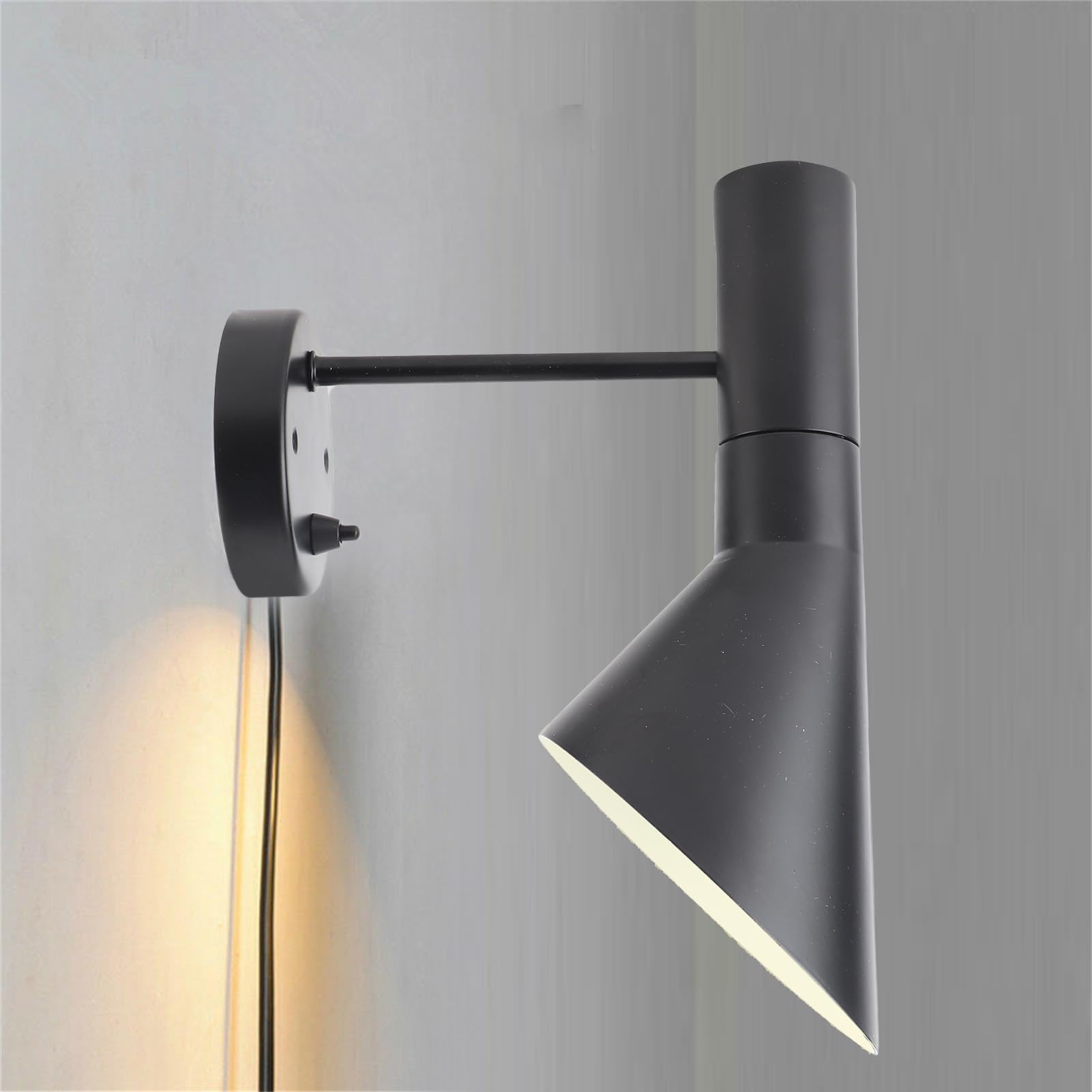 E27 Regulowana ścienna Nowoczesny Design Lampka Nocna do Salonu Sypialnia Cafe Żelazny Czarny Klosz 5,1 Cala
