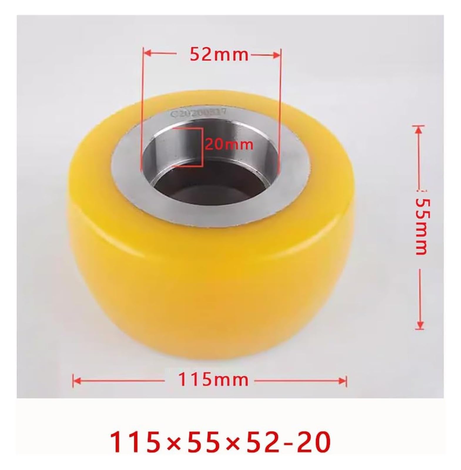 Rollen für Hubwagen, Palettenheber/LKW Komplettset PU-Räder ohne Lager Palettenwagen-Rollenbohrung 20 mm Mehrere Größen Hilfsantriebsrad(115x55x52 20)