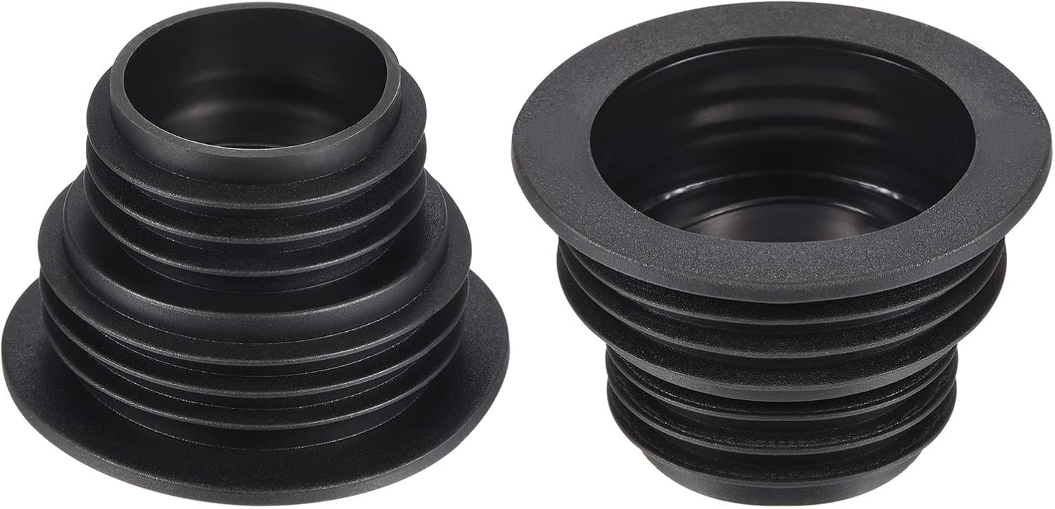 MECCANIXITY Drain Pipe Seal Hose Silicone Plug Sewer Sealing Ring Connector for Kitchen Bathroom, Pack of 2 Black
