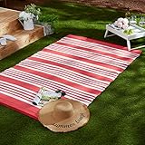 DII Outdoor Rug Collection Reversible Woven Polypropylene Plastic Straw Mat, 4x6-Feet, Coral