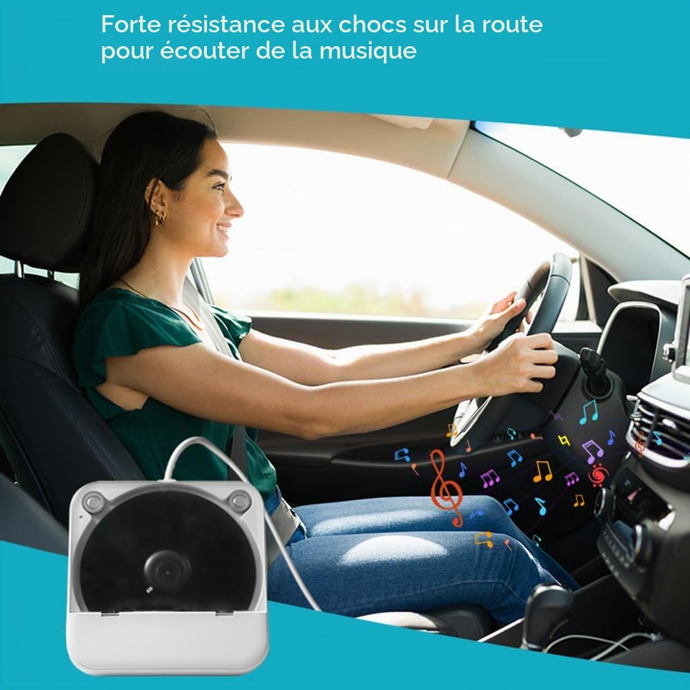 Lecteur CD de voiture, USB, portable, lecteur CD externe, connexion AUX, système de divertissement pour ordinateur de maison et de télévision, avec plusieurs ports de connexion, pour système