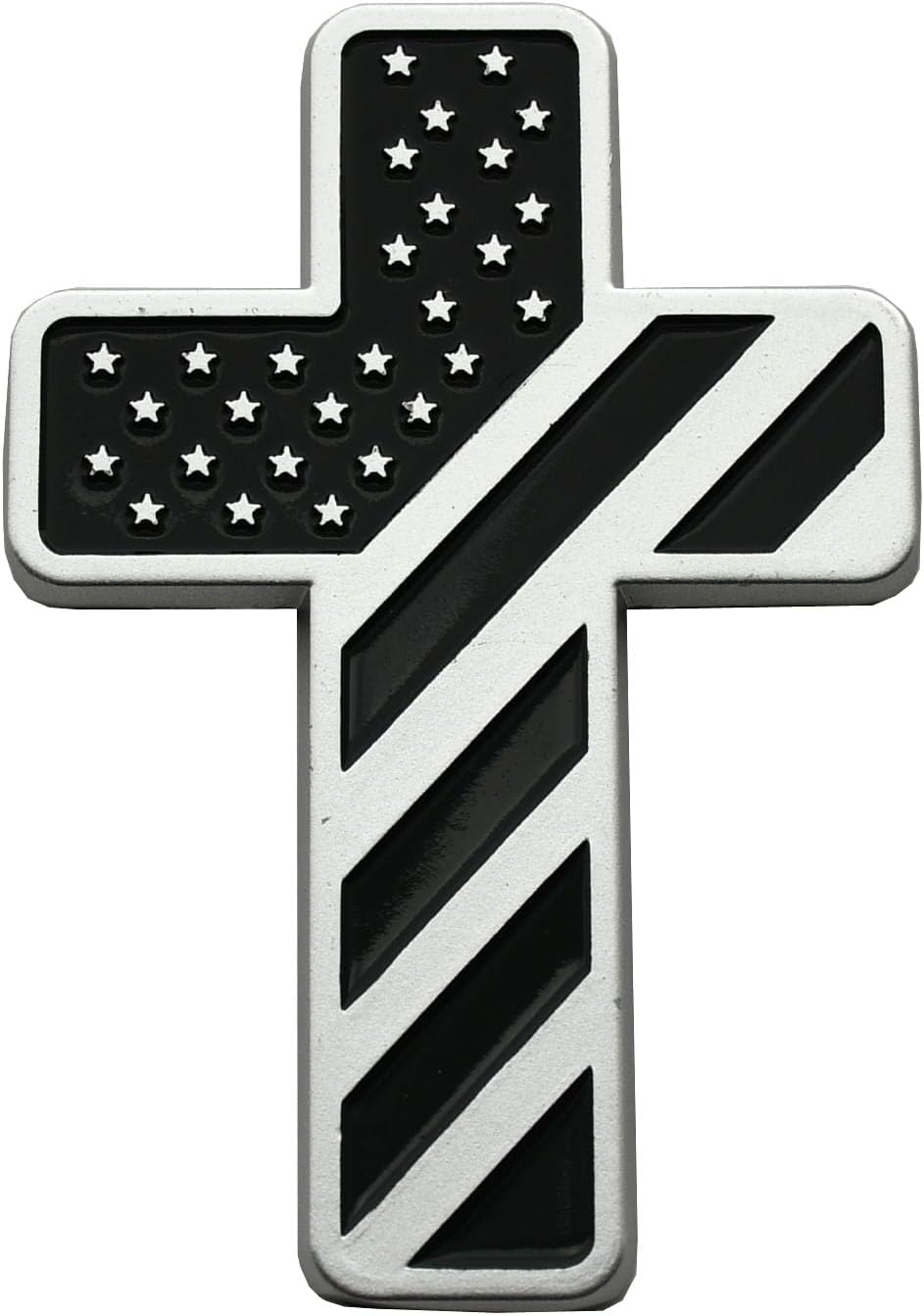 1pc New Custom Cross Christian Jesus Emblem Patriotic USA Flag Zinc Alloy 3D Badge with 3M Adhesive Cross Decal for Car, Truck, Window, Door, Toolbox, or Home Decor (Black Red)