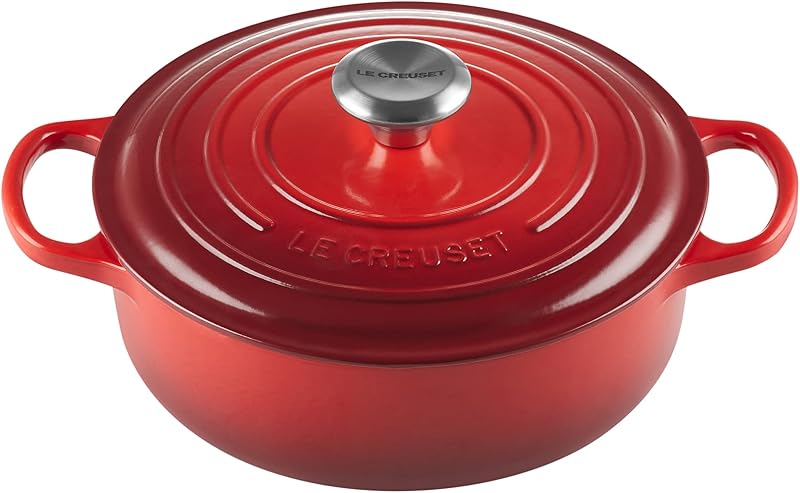 Enameled Cast Iron Round Wide Dutch Oven, 3.5 qt., Cerise