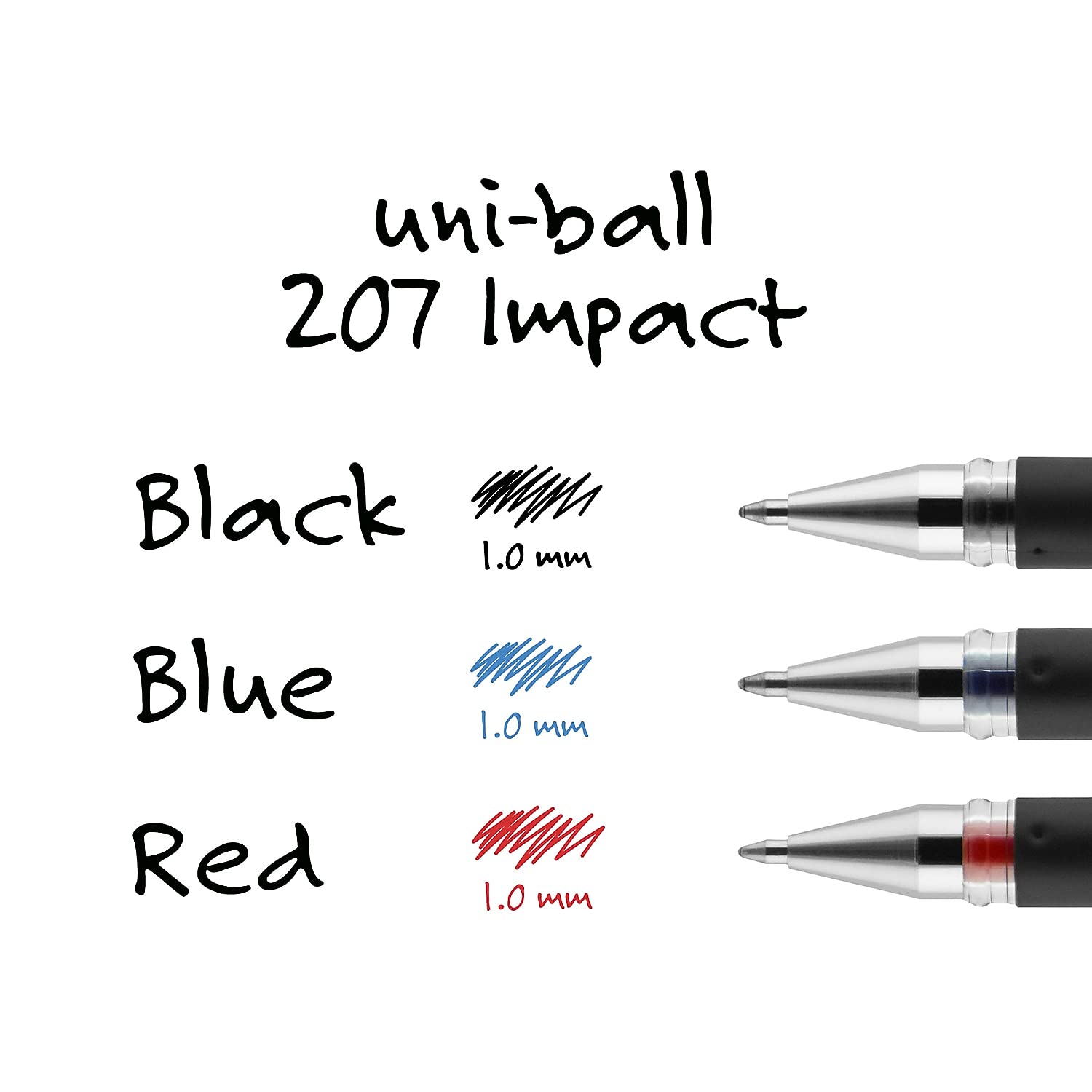 uni-ball Sanford Brands 207 Impact Gelschreiber, Schwarz, 12 Stück