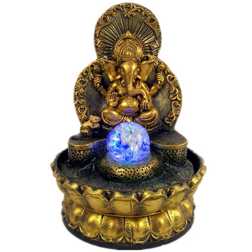 DECORN Ganesha Resin Buddha Fountain Zen Décor for Home or Office