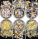 editTime 6 Wheels Mixed Sparkle Nail Art Rhinestones Diamonds Crystals Butterfly Beads Artificial Pe