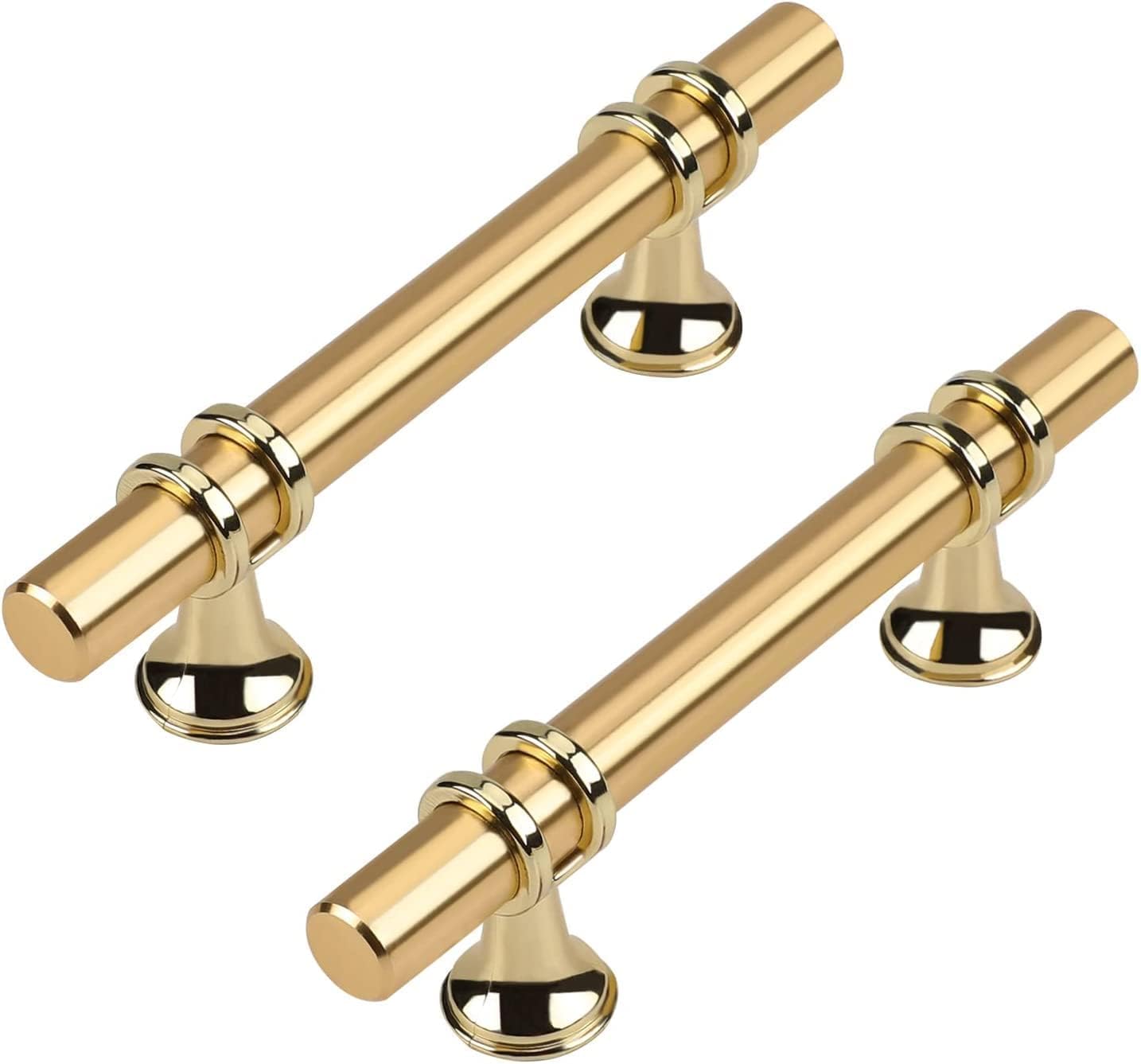 Leulan 5 Pack Kitchen Cabinets Handles Gold Drawer Pulls Brushed Brass Gold Cabinet Handles 3 Inch Cabinet Pulls Gold Handles for Kitchen Cabinets Dresser Drawer Pulls Cabinet Hardware