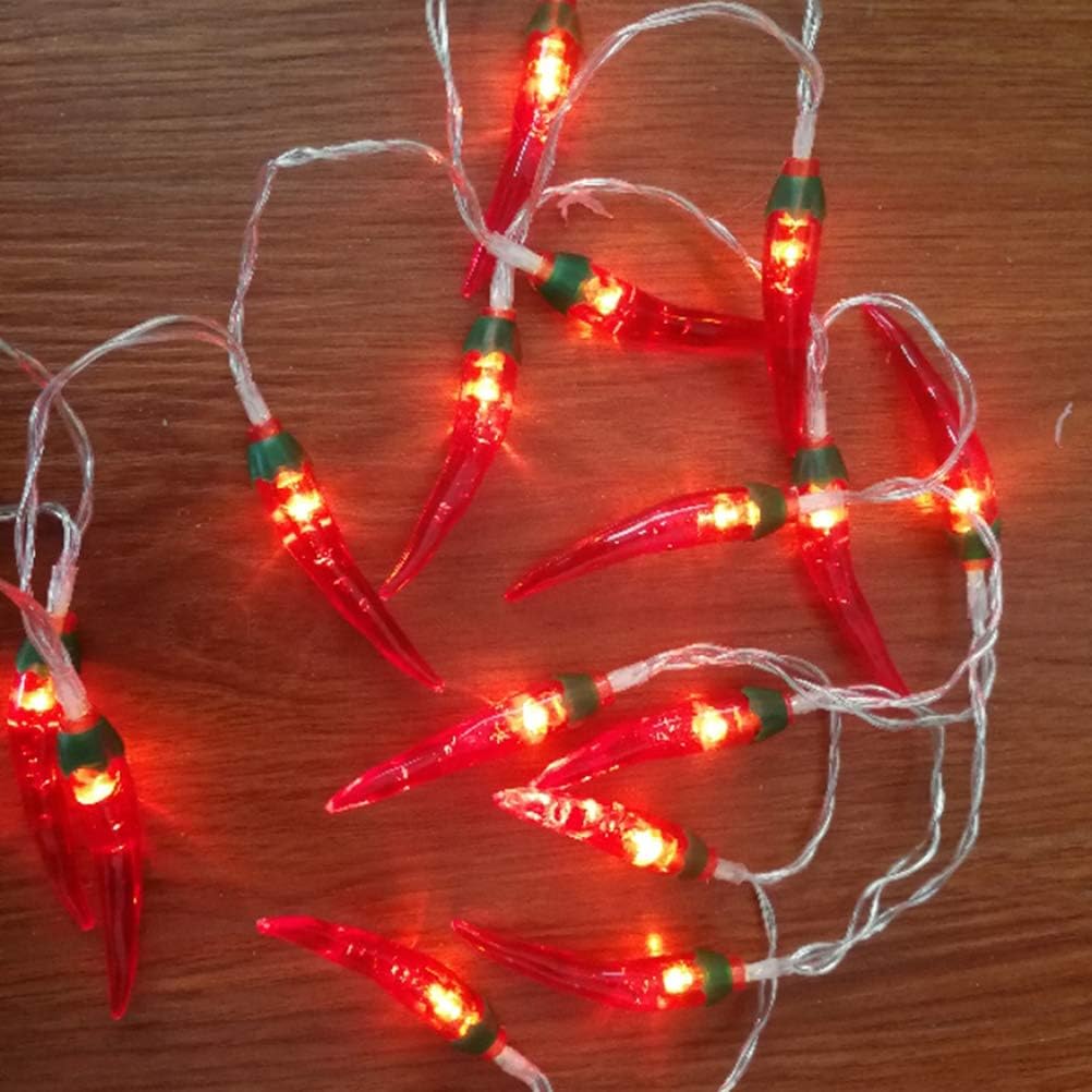 OSALADI 3m 20 LEDs Chili String Light LED Battery Powered Red Chili Pepper Lights Festival Decorations Light Chili Lights for Kitchen Garden Patio Camping (Red)