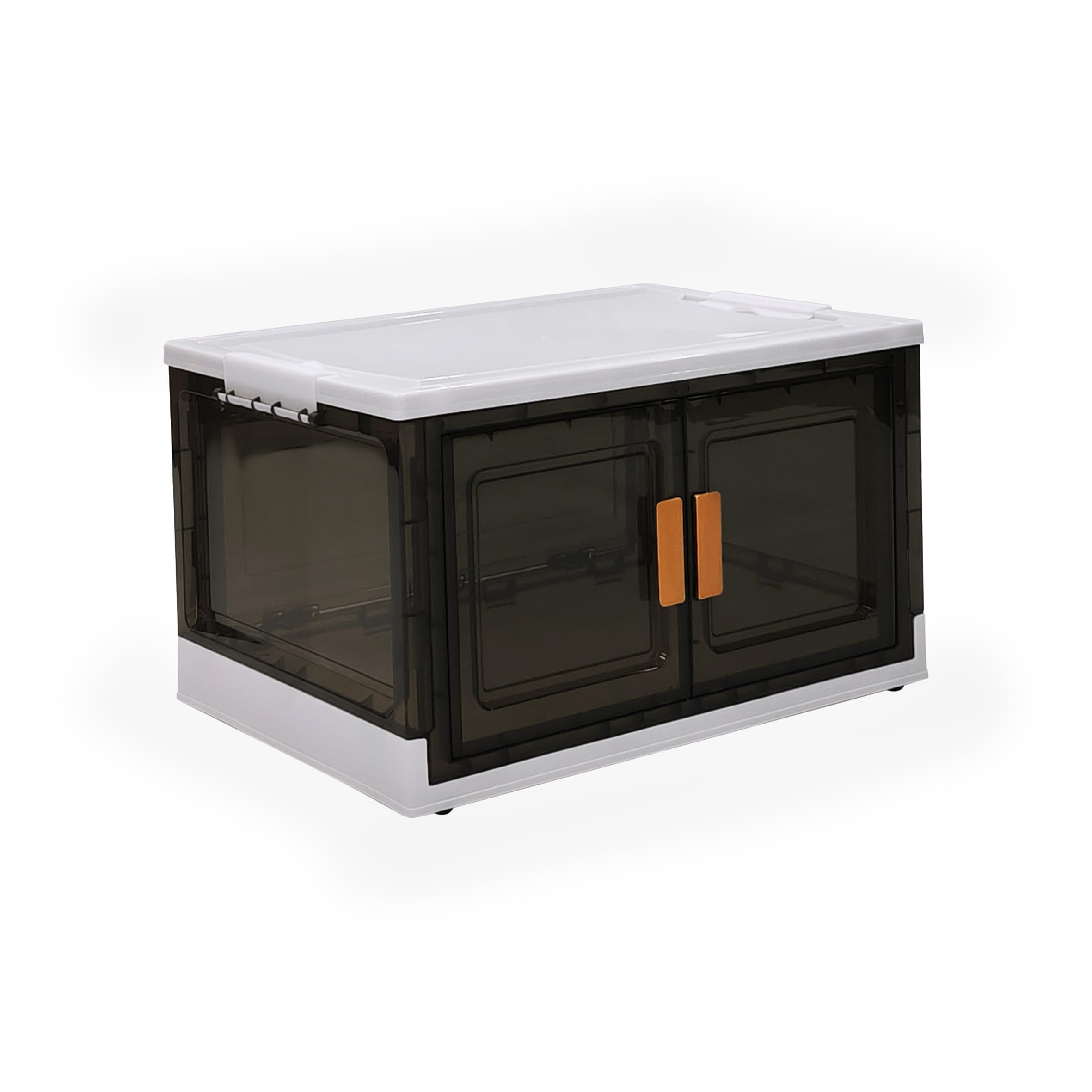 Vertical Box 86L Plastic Storage Cabinet With Wheels, Stackable And Collapsible Storage Boxes With Individual Lids, Toy Storage Container With Doors, Wardrobe, Home Office Organiser (Pack Of 1)