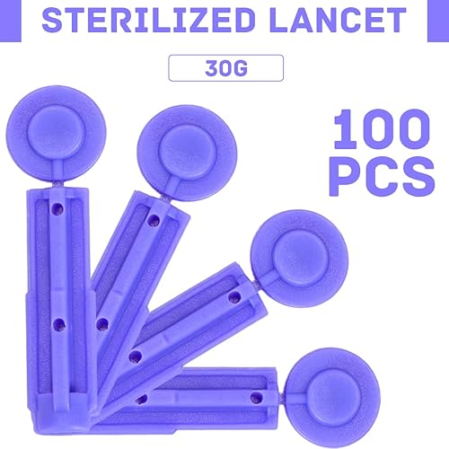 Miniatura 2 de Lancetas para pruebas de diabetes, calibre 30, 100 lancetas desechables con parte superior giratoria, lancetas diabéticas estériles para pruebas de