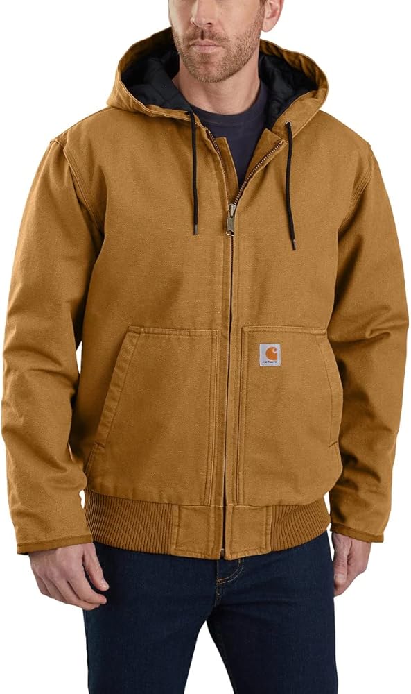 人気Carhartt アクティブジャケットJ130 ブラウン革タグ