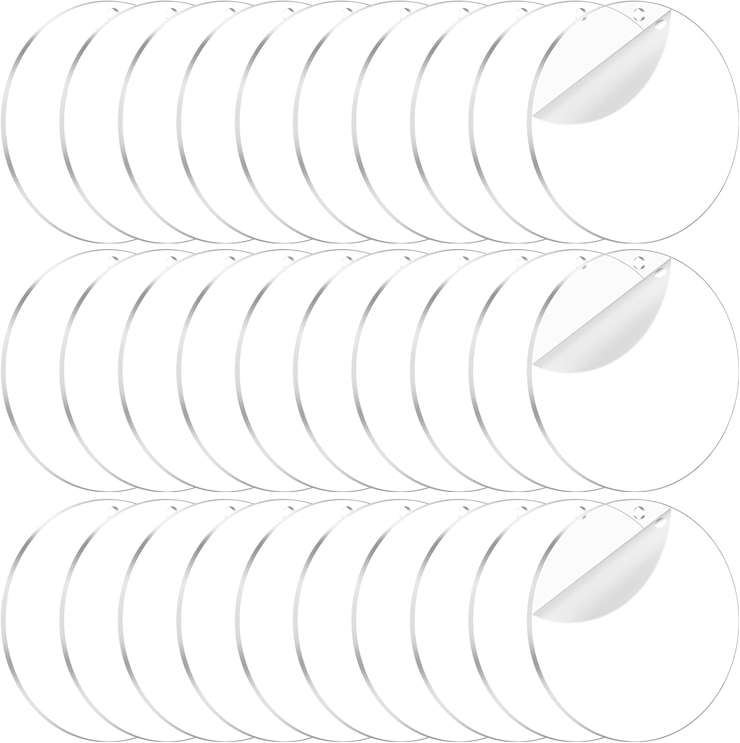 Ashani Creations Acrylic Keychain Blanks – 40 PCS Clear Round Circle Discs with Hole for DIY Keychain Making, Vinyl Projects, Personalized Crafts & Ornaments