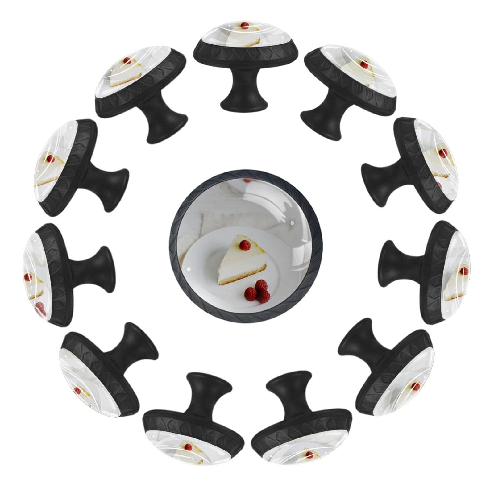 Boutons de tiroir ronds en verre de cristal motif mousse de fruits pour meuble de cuisine 35mm x12