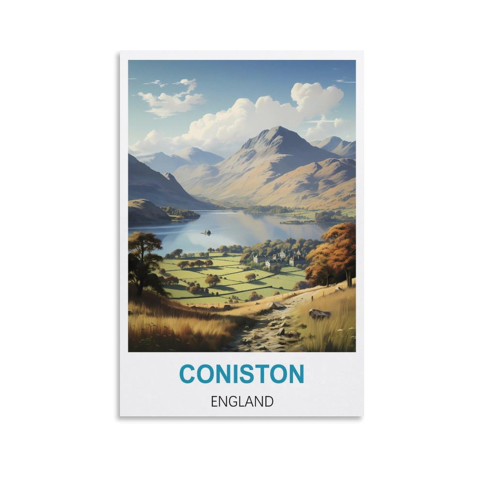 Tin Signs Retro,Coniston England,Wall Art Decorative Plaque Decor for Home Livingroom Bedroom Cafes Coffee Bars Decoration Gifts 30x40cm
