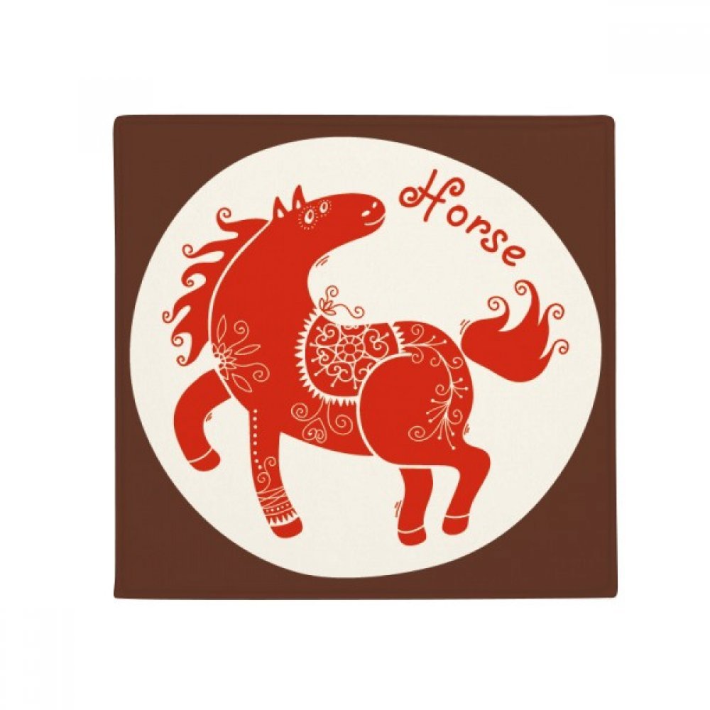 Tapis zodiaque chinois cheval rouge, cadeau original maison 80cm