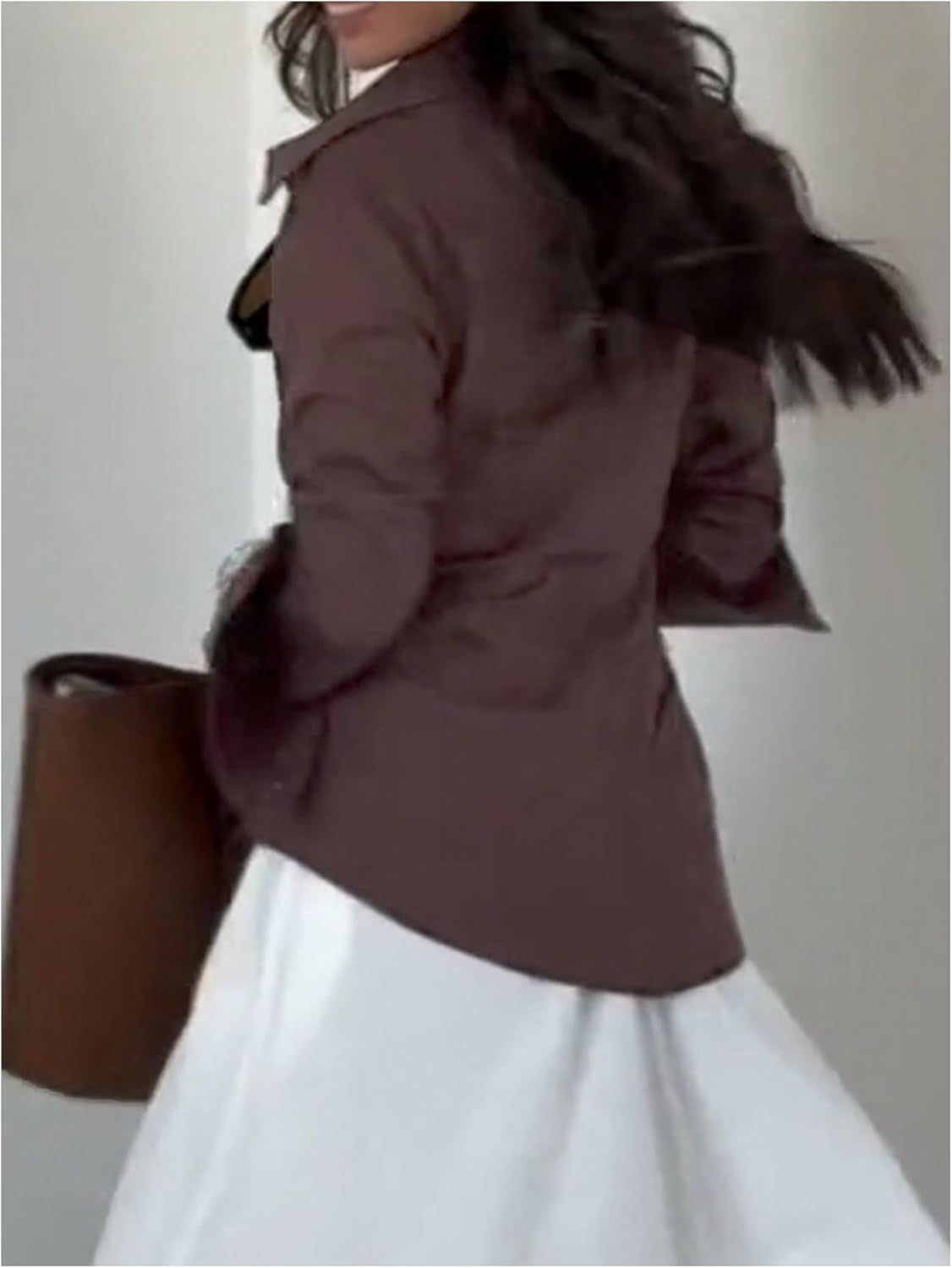 MakeMeChic Women's Wrap Blouse Tie Side Long Sleeve Business Dressy Shirt Tops - Image 2