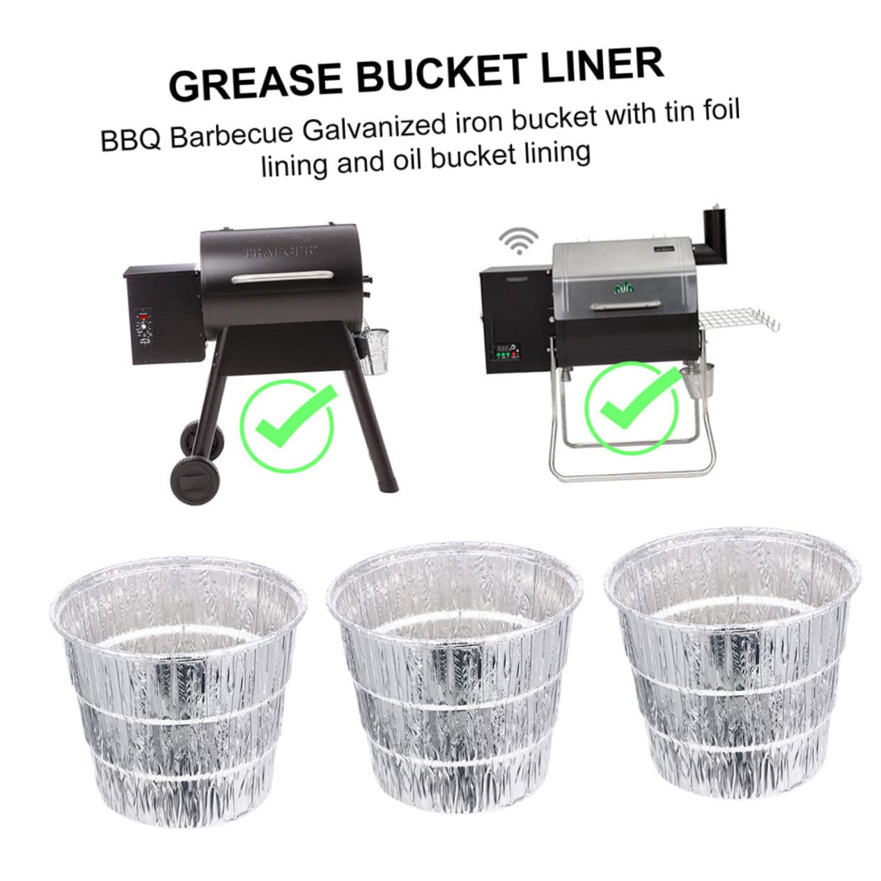 Secchio Grasso Barbecue in Ferro Argento, Set 10 Pezzi | Raccoglie Colature, Mantiene la Griglia Pulita, Facile da Trasportare, Adatto a Festa in Casa e Bbq