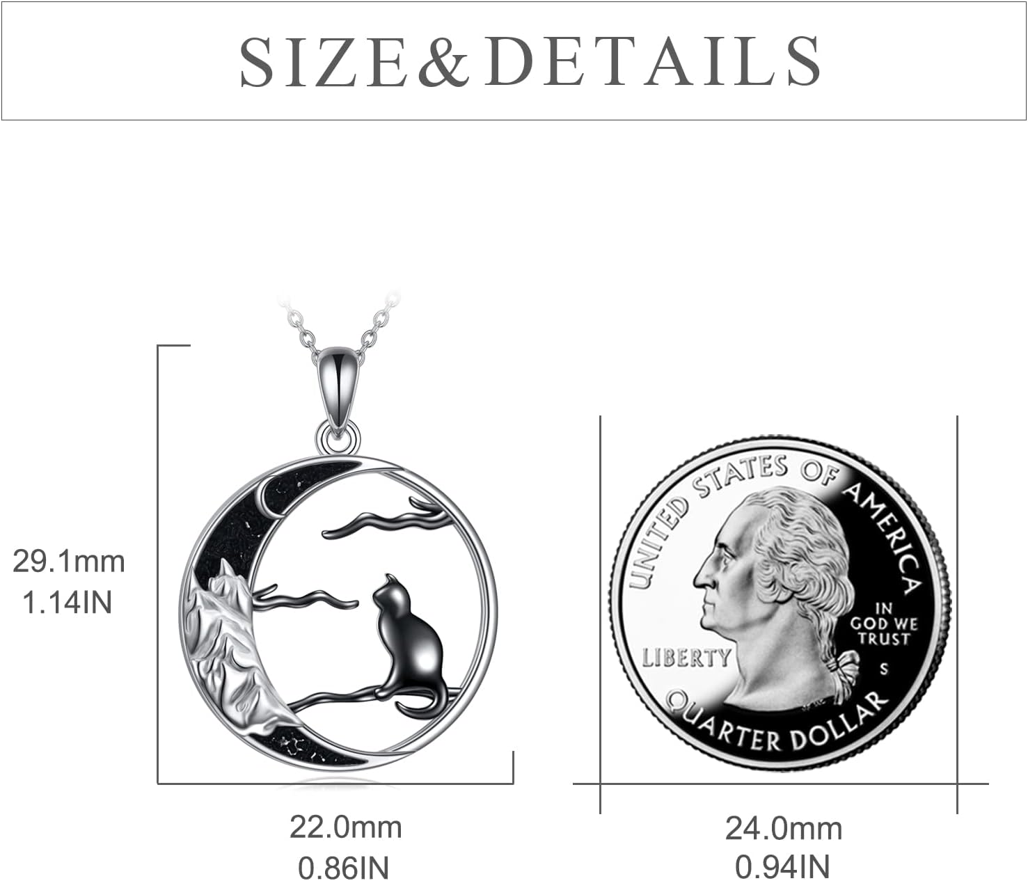 Black Cat Necklace for Women Sterling Silver Celtic Moon Cat Jewelry Gifts - Image 5