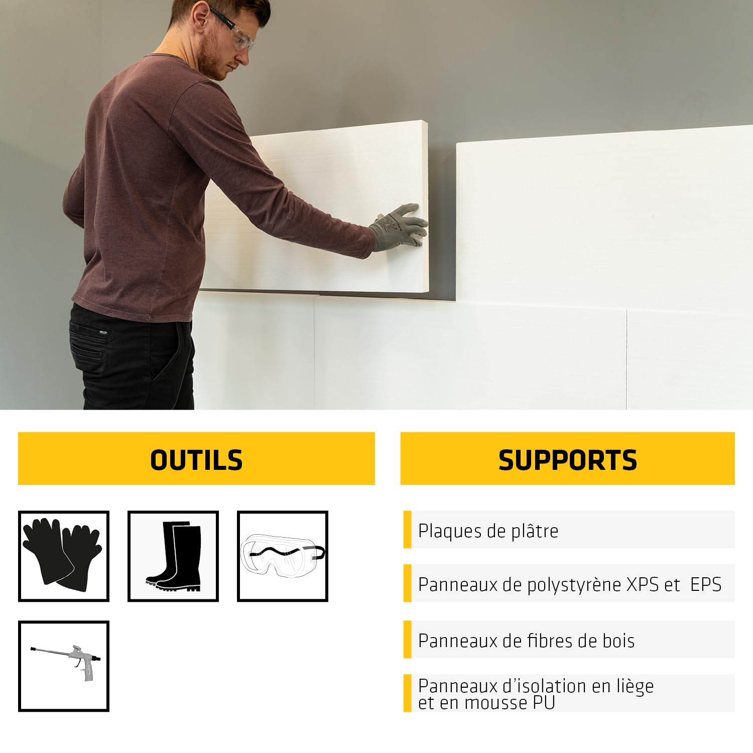 SIKA - Lot de 3x Mousses polyuréthane adhésive - Pour le collage d'éléments de construction - Pistolable - Blanc - 500ml + Pistolet d'application