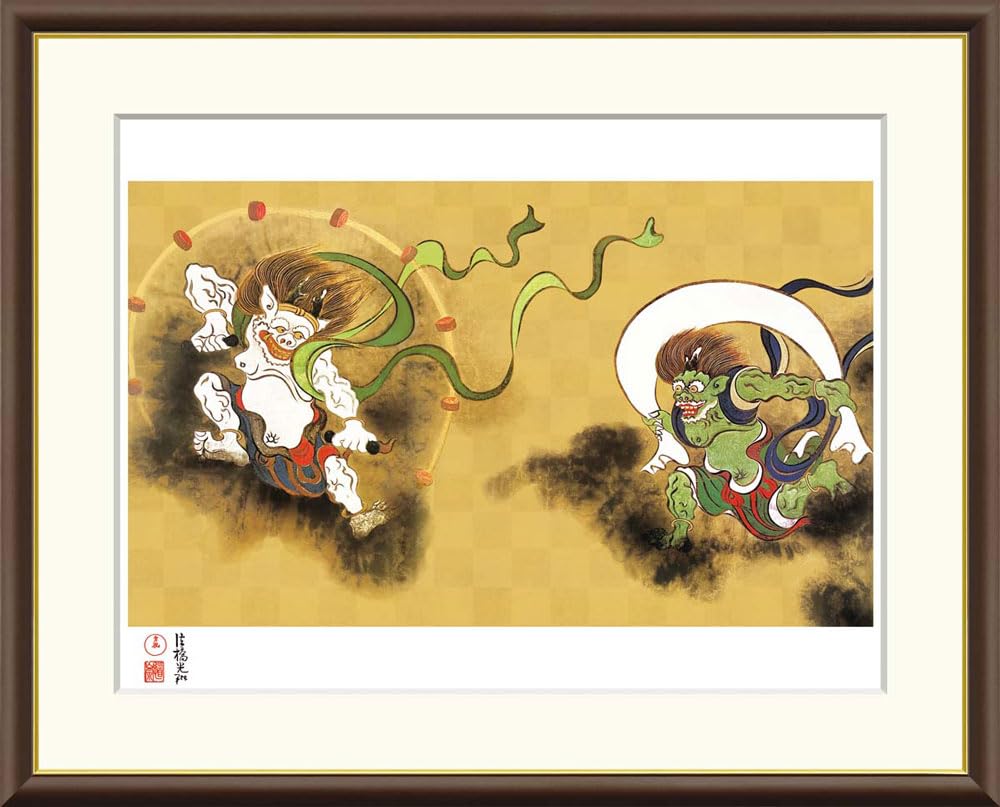 美品 掛け軸 尾形光琳筆 重要文化財「風神雷神図」双幅 シルクスクリーン 限定品 美品 掛け軸 尾形光琳筆 重要文化財 風神雷神図 限定品 シルク