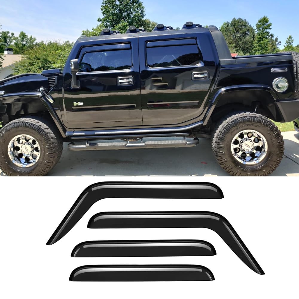 94329 Sunproof Waterproof Side Window Wind Deflector, 4pcs Protective Replacements Rain Guards Set, Window Visor fit for 2003-2009 Hummer H2