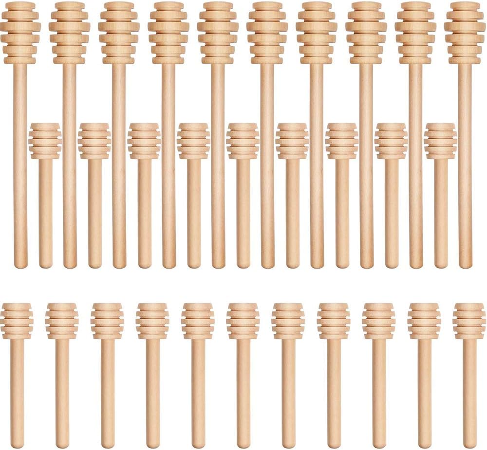 Timor Honey Dipper Stick, 30 Pieces Wooden Honey Stirring Rod 3 Inch and 6 Inch Server for Honey Jar Dispense Drizzle Honey, Maple Syrup