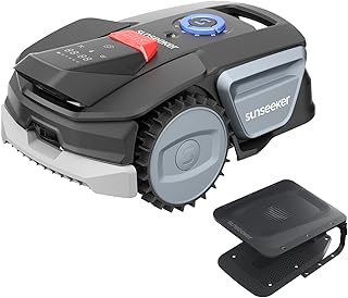 V1 with Garage, Wireless Peripheral Robot Lawnmower, 300 m² for Small Gardens, AI Vision, Intelligent Obstacle Avoidance, Slopes 27%, One-Click Mowing, App Control