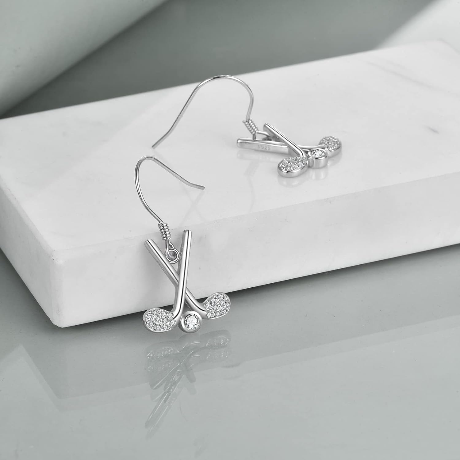 YAFEINI Golf Hockey Tennis Baseball Lacrosse Stick Earrings Gifts Sterling Silver Golf Hockey Club And Ball Lacrosse Stick Dangle Earrings Sport Lover Jewelry for Women Gifts - Image 3