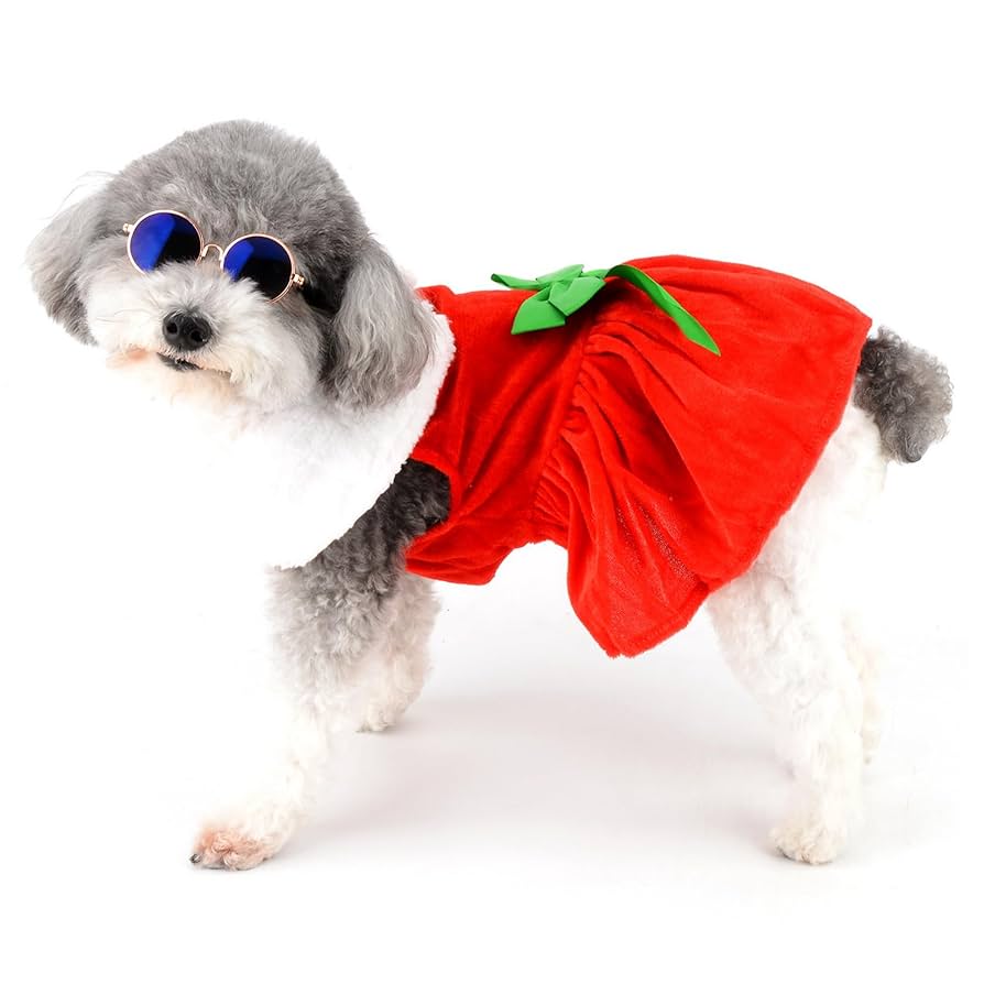 小型犬用クリスマスワンピース Amazon | ZUNEA 犬 服 クリスマス ドレス 秋冬 小型犬