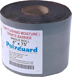 POLYGUARD Term Flashing Termite Barrier 6" x75' Roll. Non Chemical, Non Structural Insect and Moisture Barrier. Self Adhesive Sheet, Low Temperature Application Down to 30°F