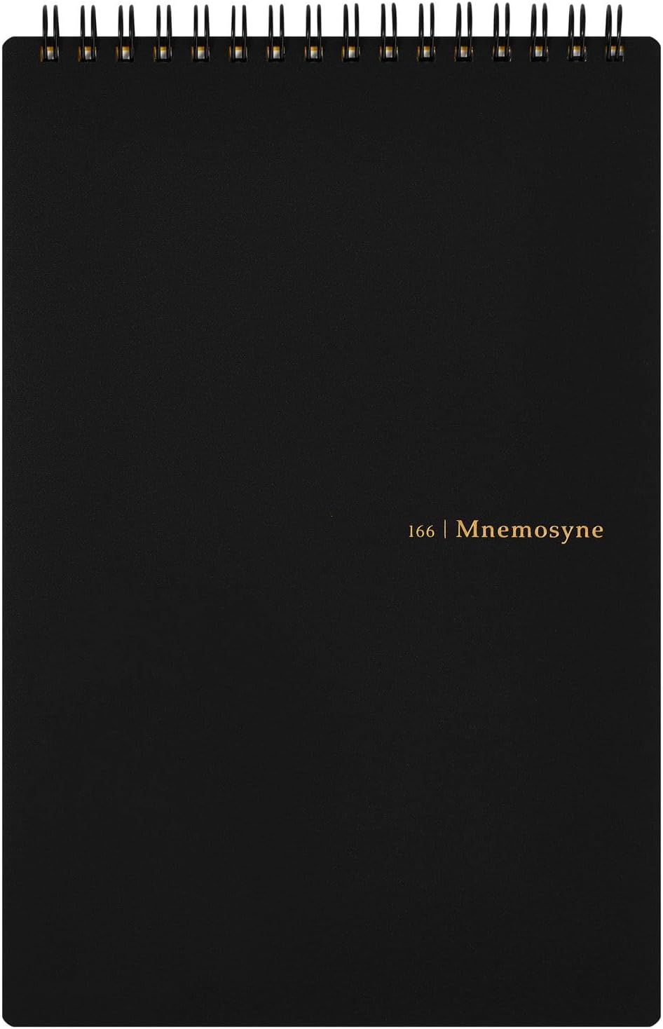 Mnemosyne Spiral Notebook Vertical A5 5.83"x8.27" 7mm College Ruled | Professional Black Cover, 140 Lined Pages, Twin-Wire Bound To Lay Flat, Perforated Paper, For School & Office, Made in Japan