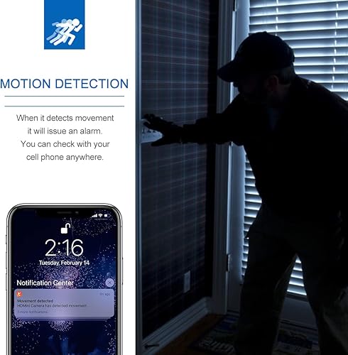 Miniatura 5 de Pelay Cámara de reloj: Full HD 1080P WiFi despertador, pequeña cámara de niñera, mini grabadora de video con detector de movimiento, visión