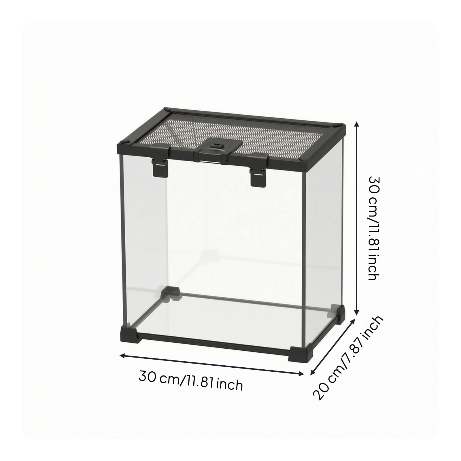 KESOTO Terrario con Coperchio Ventilato in Rete Sicuro Resistente per Casa, 30x20x30cm