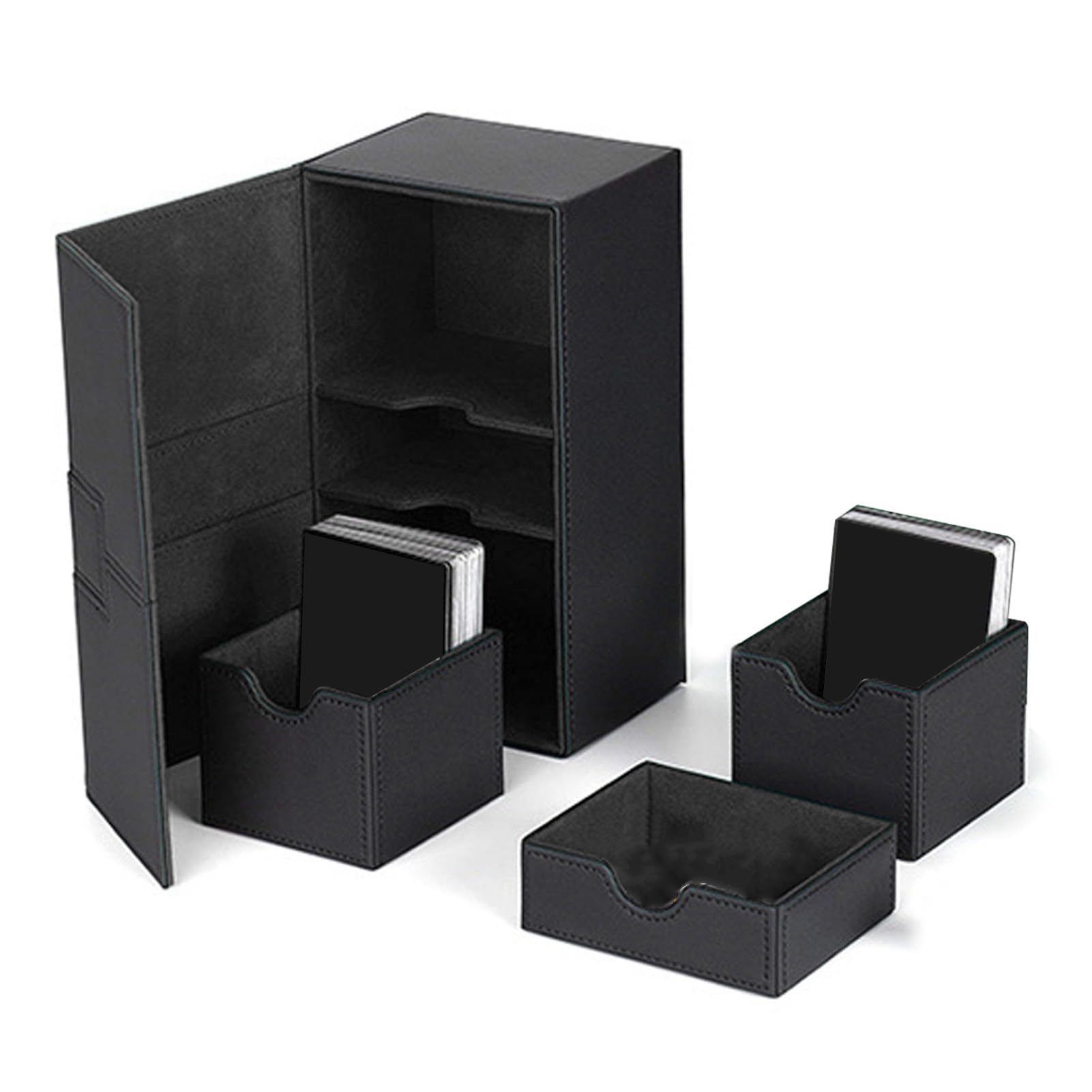 Porta Carte da Gioco a 3 Cassetti con Chiusura Magnetica, Scatola Porta Carte da Gioco in Pelle PU di Grande capacità, PUò Contenere Oltre 200, Organizer per Collezionabili per la (#1)