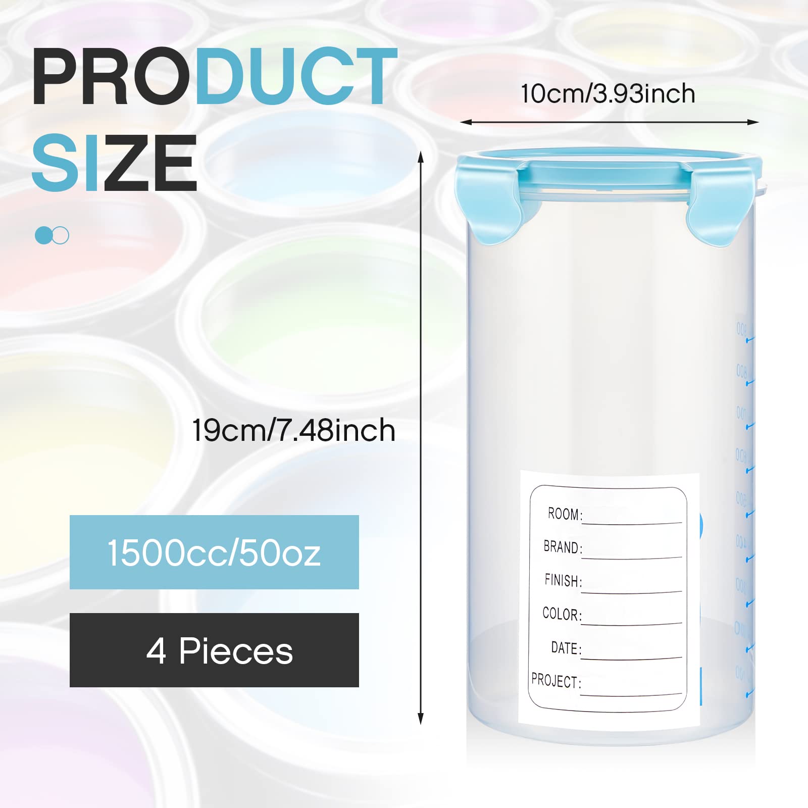 HOMSFOU Lot 4 Couvercles Robustes Pots Peinture Vides - Bacs Rangement 500ml Fer Pour Pigments