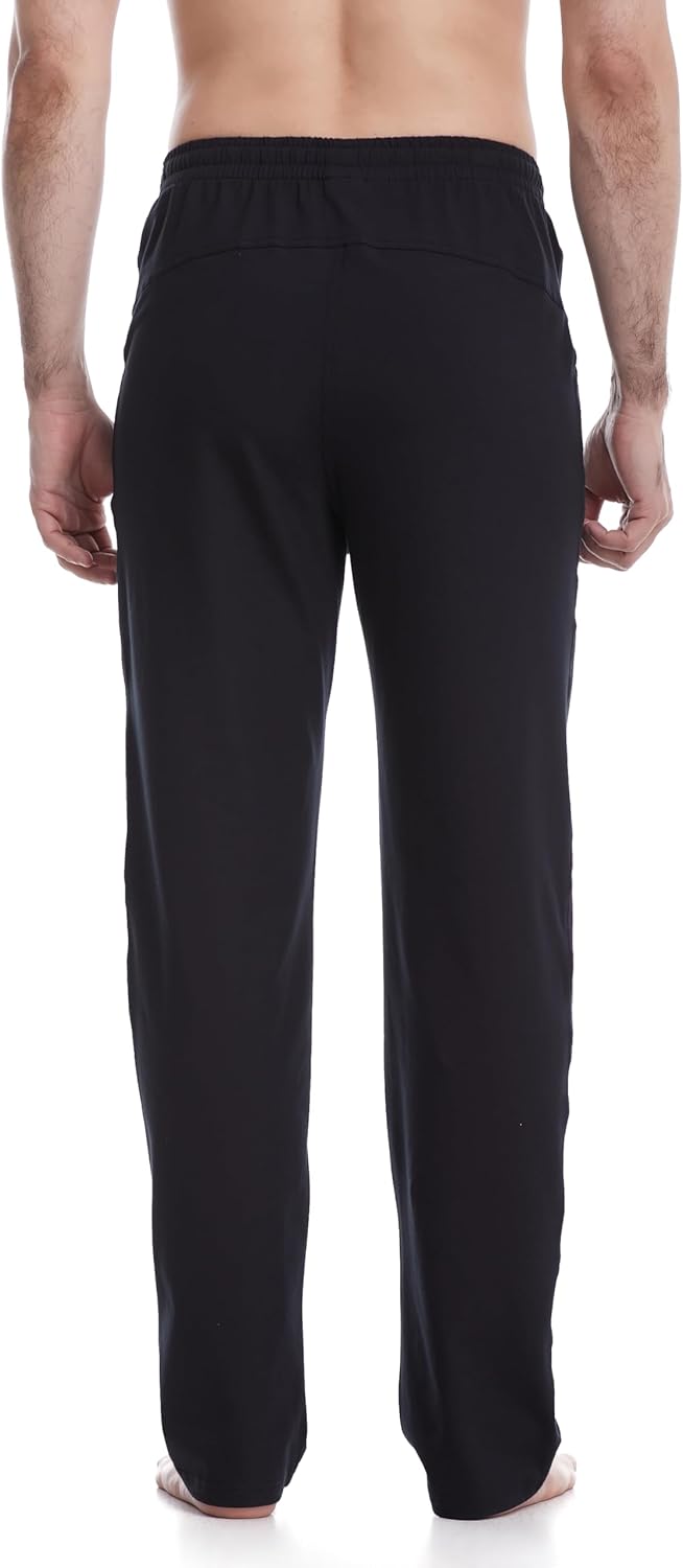 clothin Men’s Cotton Yoga Sweatpants Lounge Pants Open Bottom Athletic Casual Pants with Pockets - Image 2