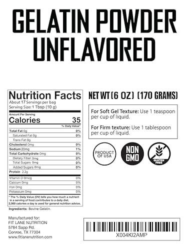 Miniatura 2 de Gelatina en polvo sin sabor 6 oz  Bolsa a granel  Gelatina Sin Sabor en Polvo  Producto de Estados Unidos  Perfecto para postres, hornear y cocinar