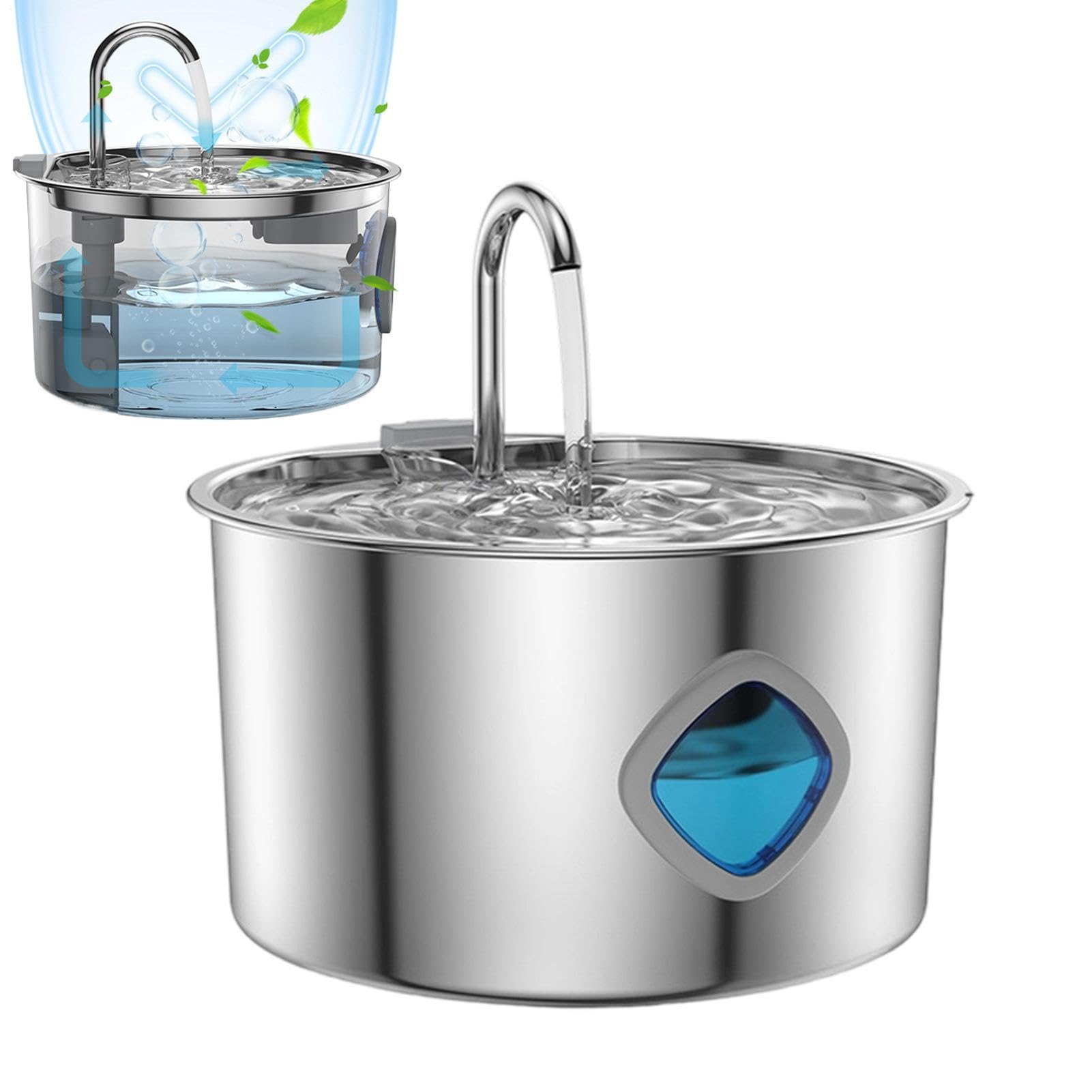 Fuente Agua Gatos Acero Inoxidable Dispensador Automático de Agua, , | 3,2 L Dispensador De Agua Para Gatos Y Perros Interior Cachorros Perros Raza Pequeña Mediana Y Grande