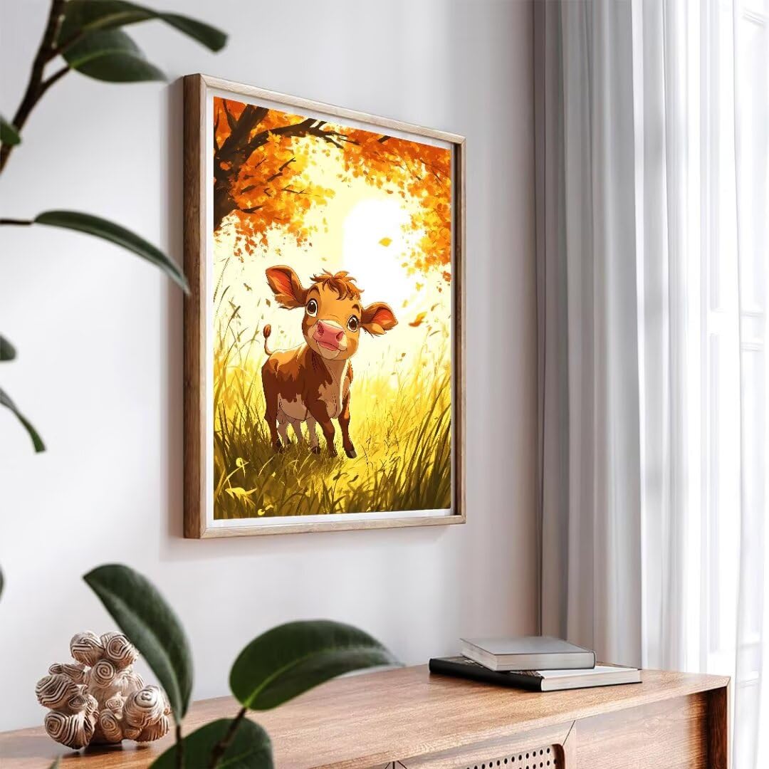 Pintura por Numeros Paisaje otoñal con ganado. Pintar por Numeros Adultos Niños, DIY Paint by Number Kit con Pinceles y Pinturas Acrilicos, Cuadros por Numeros, Decoración Hogar 100x70cm w-3474